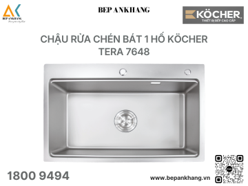 Chậu rửa chén bát 1 hố KÖCHER TERA 7648 - Kết cấu thành chậu siêu dày 3.0 + 1.0
